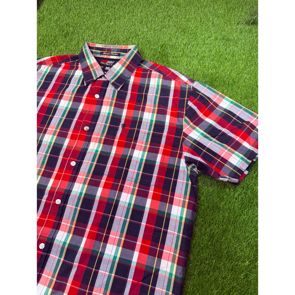 Southpole Mens 3XL Red Plaid Short Sleeve Button Down Shirt Cotton 0161